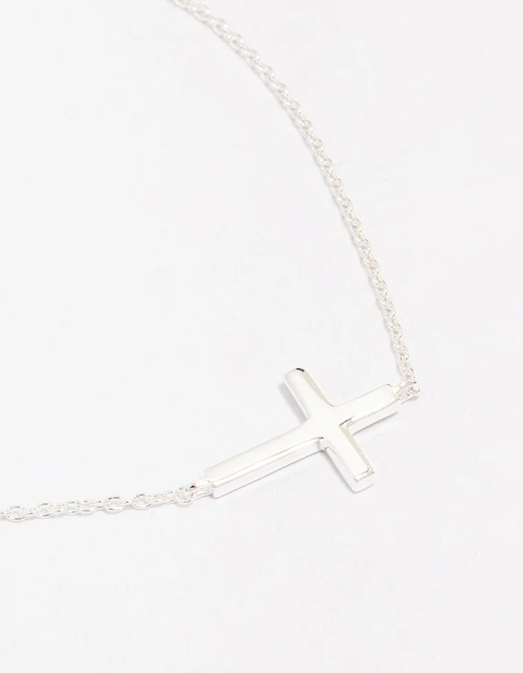 Sterling Silver Horizontal Cross Bracelet - Image 2