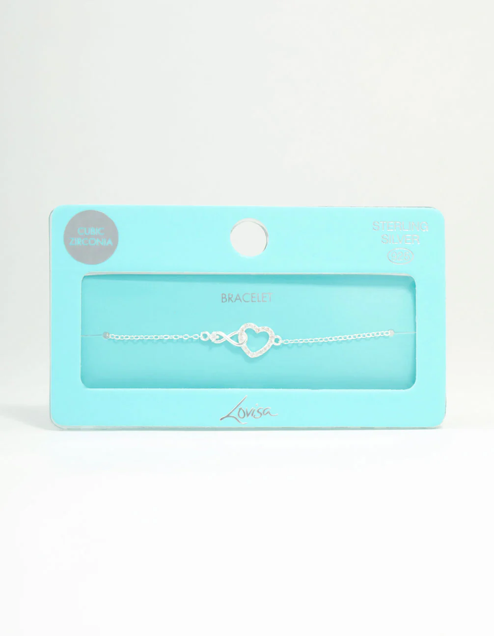 Sterling Silver Infinity & Cubic Zirconia Heart Link Bracelet - Image 3