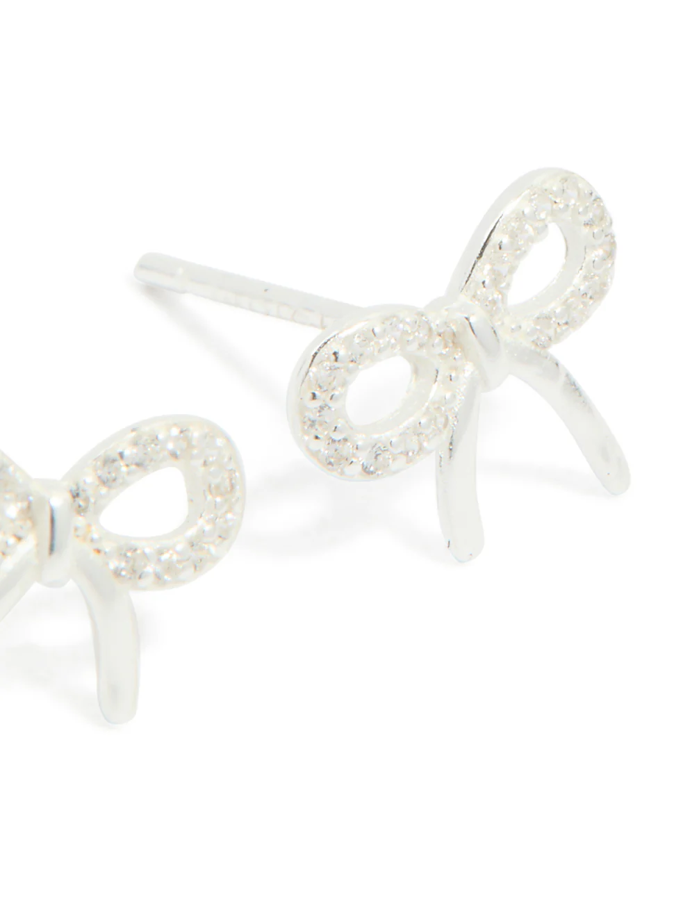 Sterling Silver Large Cubic Zirconia Bow Stud Earrings - Image 5