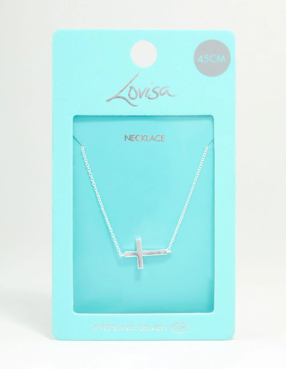 Sterling Silver Large Horizontal Cubic Zirconia Cross Necklace - Image 3