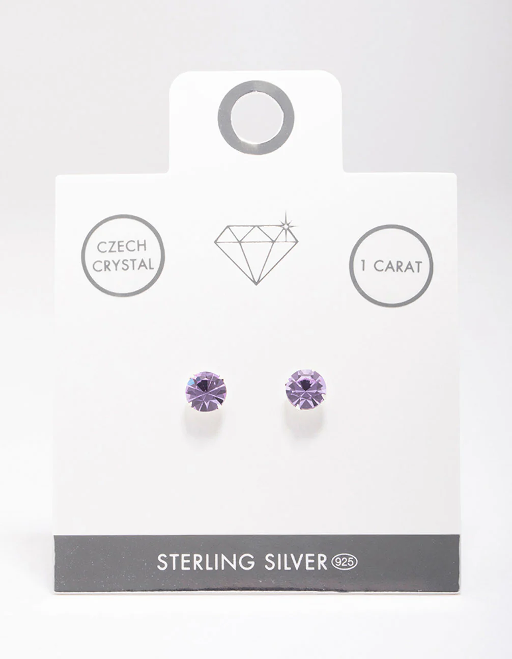 Sterling Silver Lilac Czech Crystal Stud Earrings - Image 2