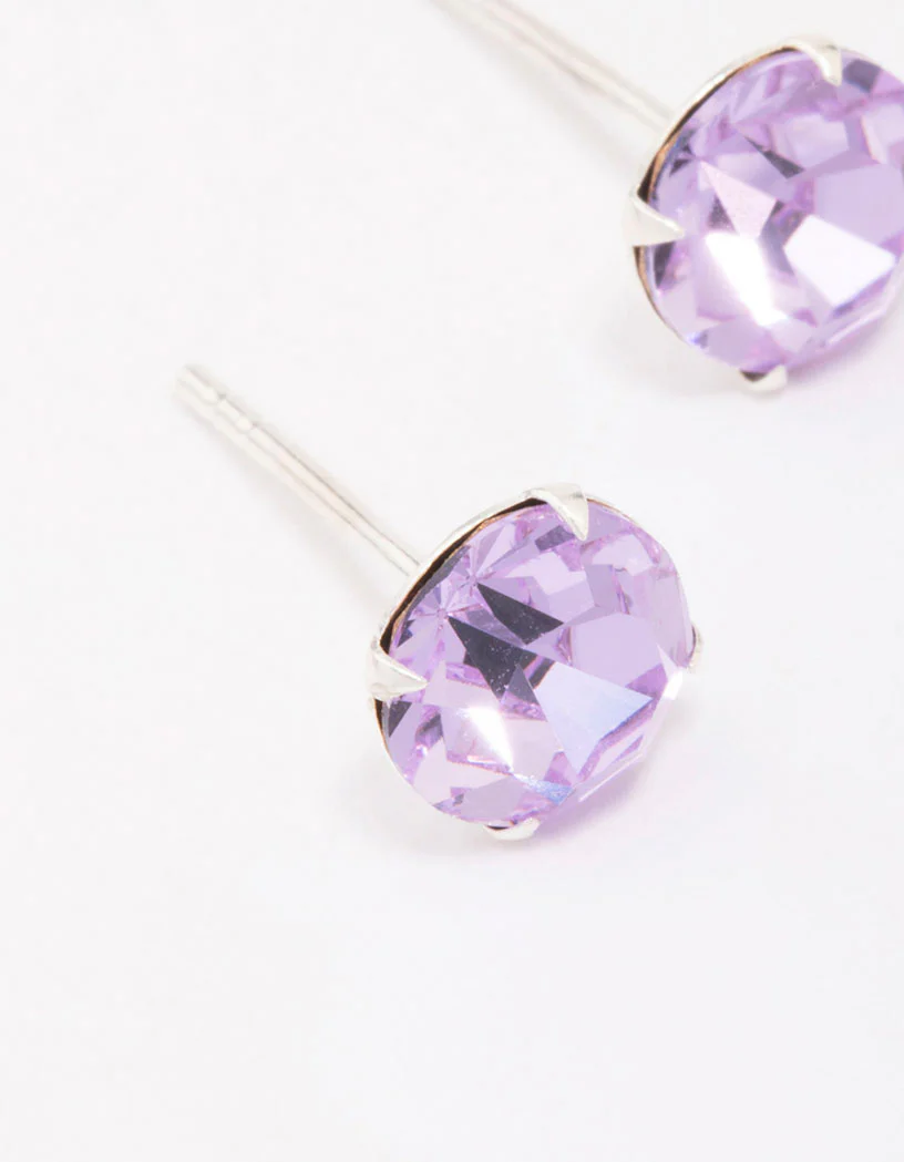 Sterling Silver Lilac Czech Crystal Stud Earrings - Image 3