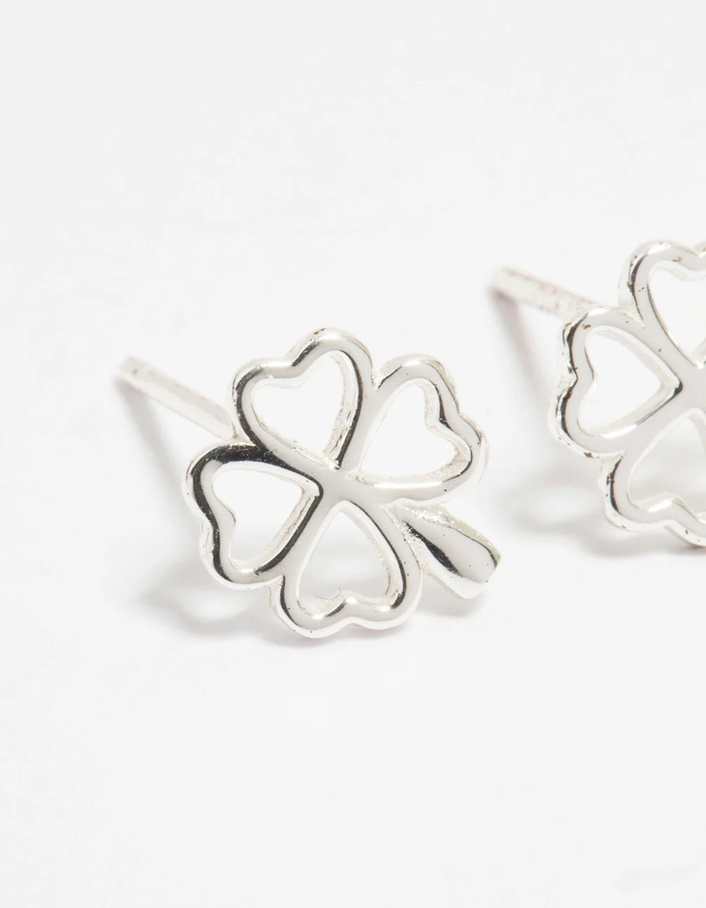 Sterling Silver Lucky Clover Stud Earrings - Image 4