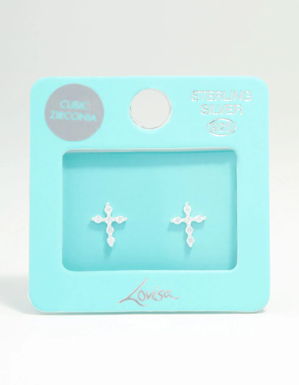 Sterling Silver Marquise Cubic Zirconia Cross Stud Earrings - Image 3