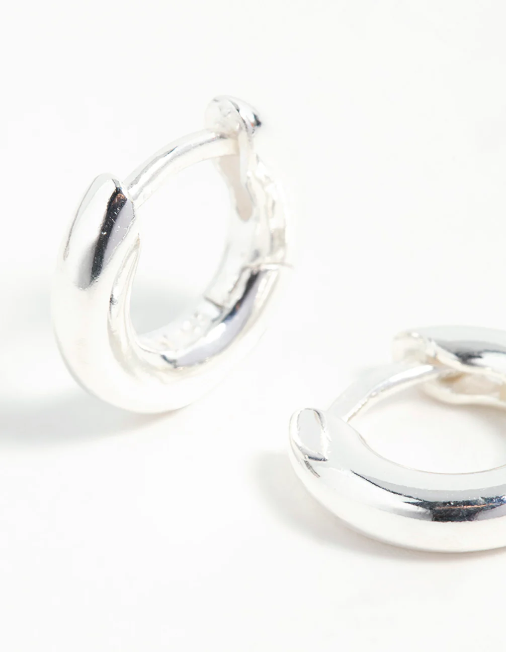 Sterling Silver Mini Chubby Huggie Earrings - Image 2