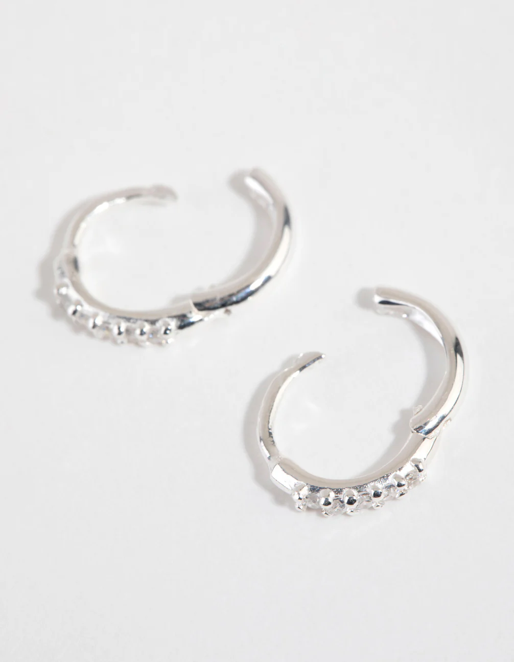 Sterling Silver Mini Cubic Zirconia Huggie Earrings - Image 3