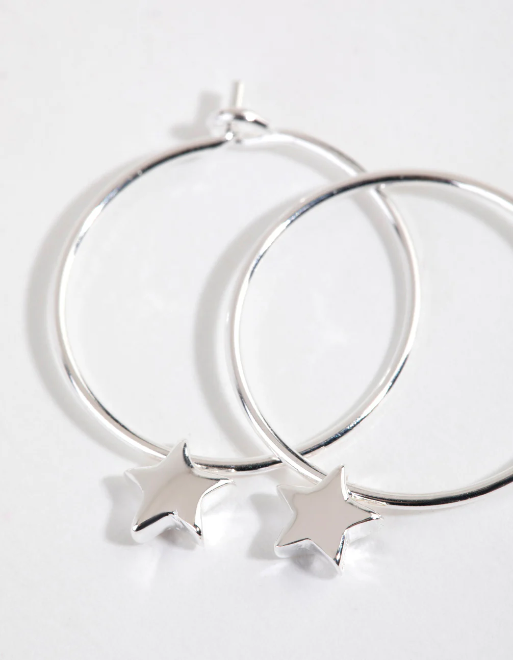 Sterling Silver Mini Star Hoop Earrings - Image 2