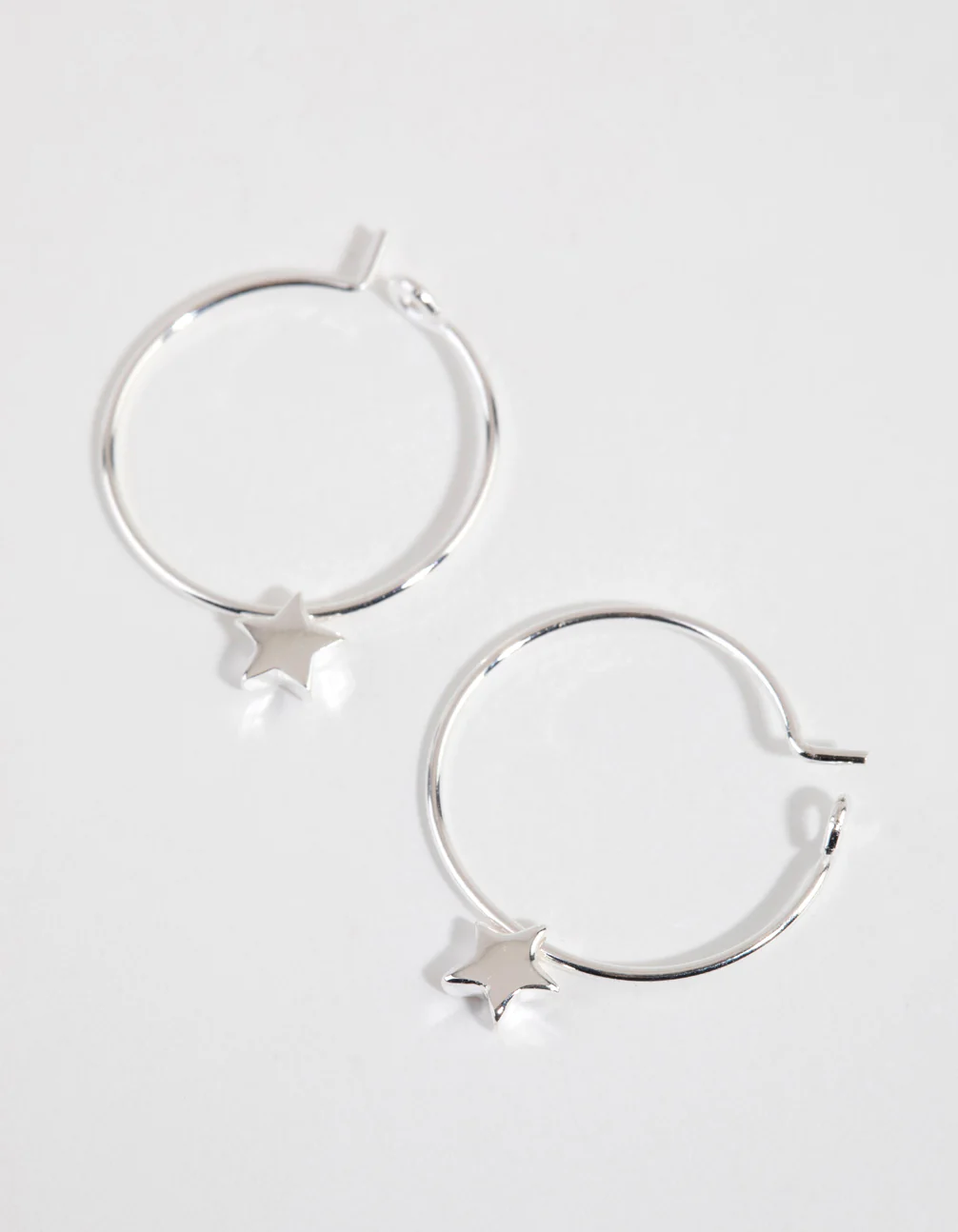 Sterling Silver Mini Star Hoop Earrings - Image 3