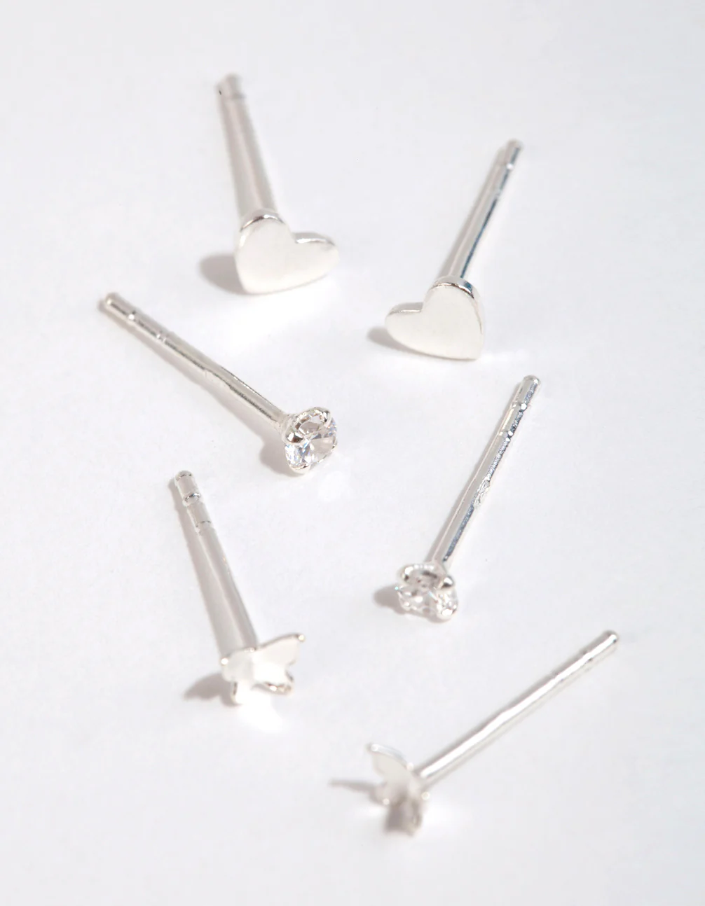 Sterling Silver Heart & Butterfly Stud Earring Pack