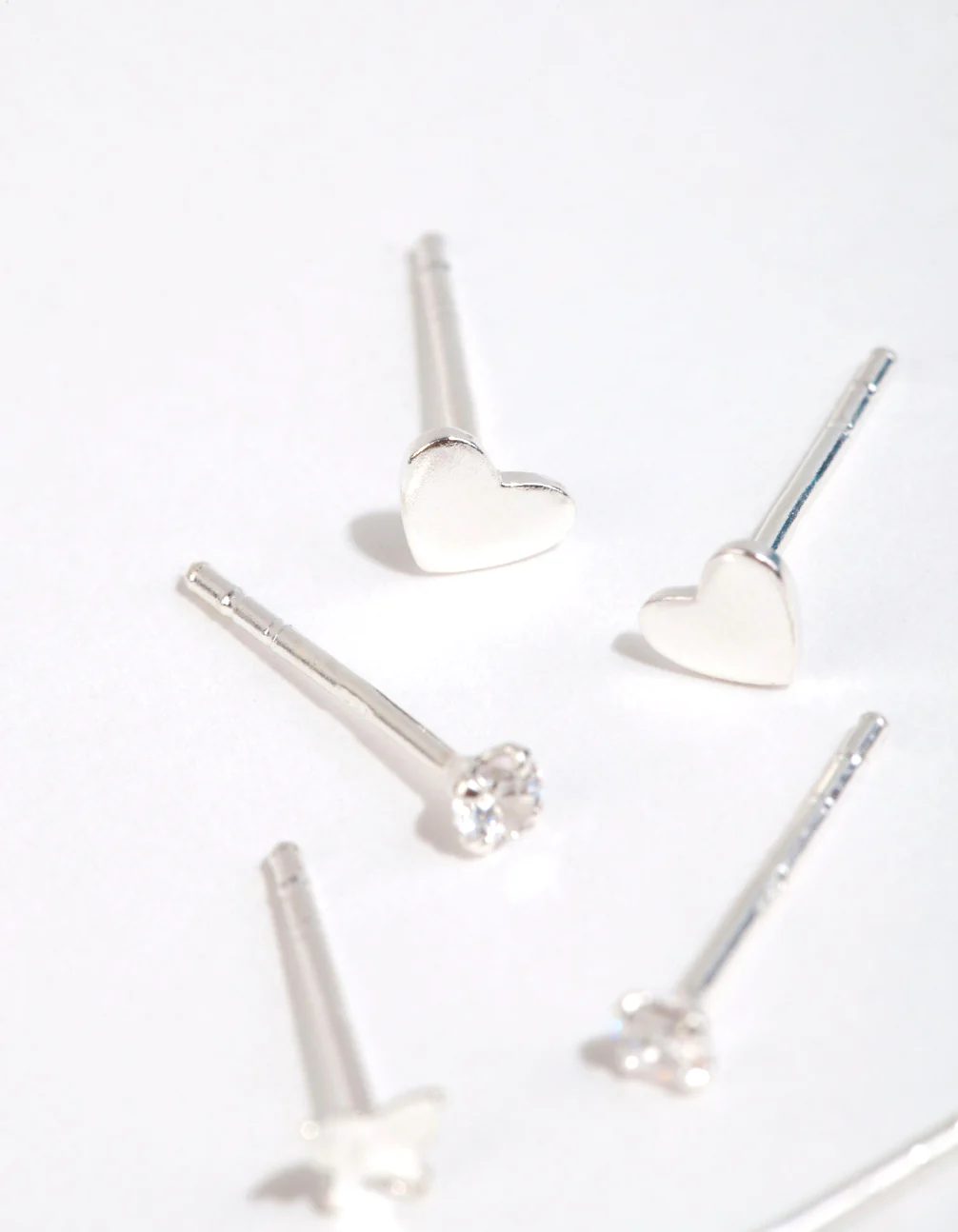 Sterling Silver Heart & Butterfly Stud Earring Pack - Image 2