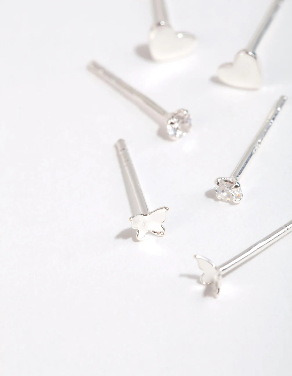 Sterling Silver Heart & Butterfly Stud Earring Pack - Image 3