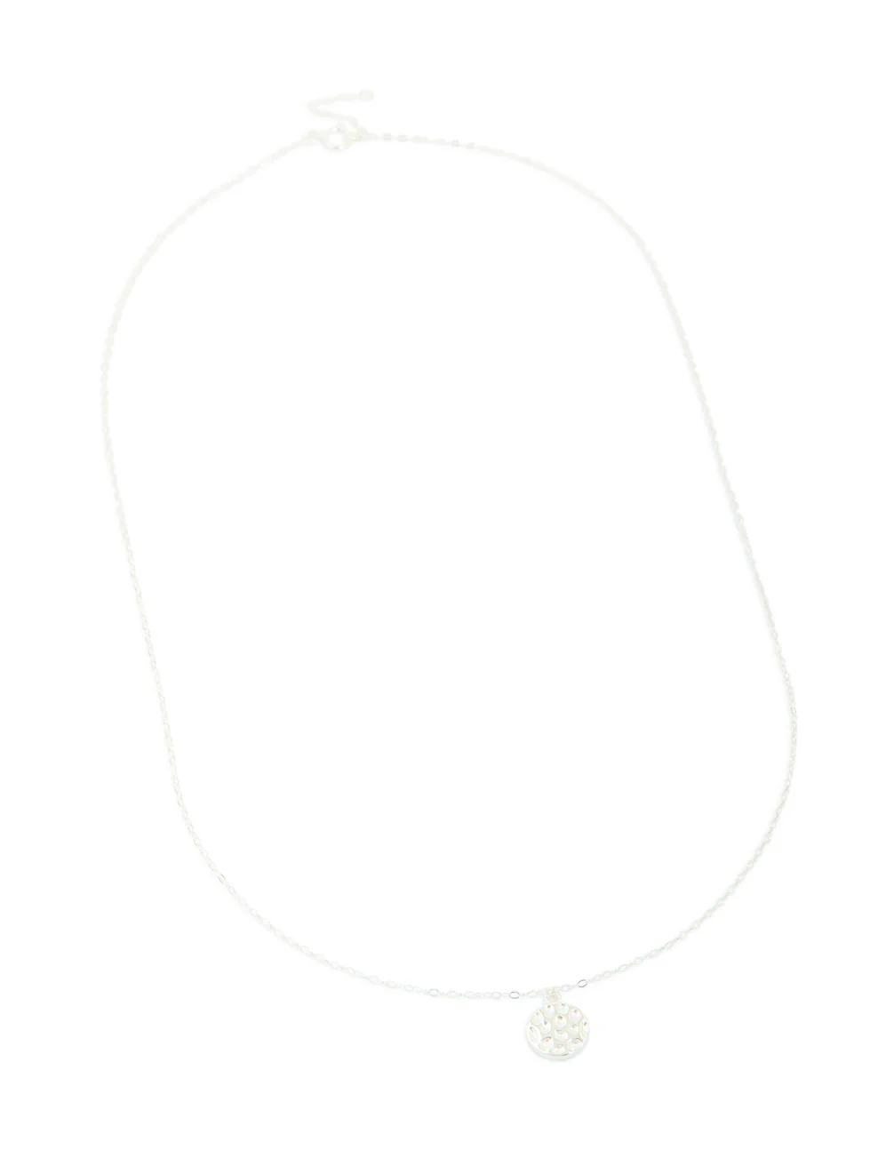 Sterling Silver Molten Round Pendant Necklace - Image 4