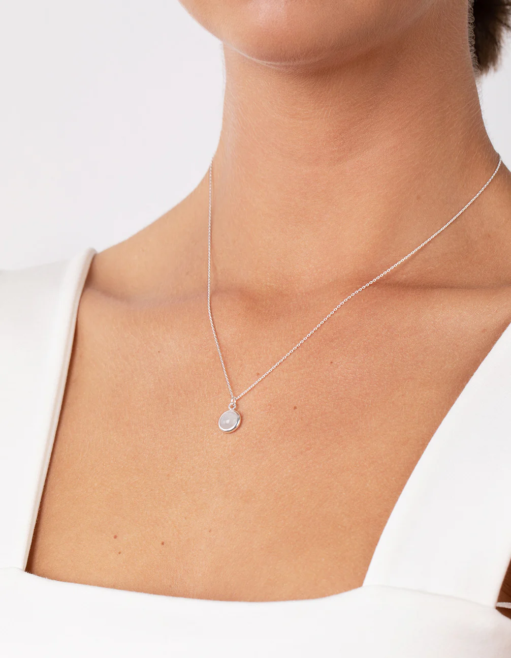 Sterling Silver Moonstone Pendant Necklace - Image 2