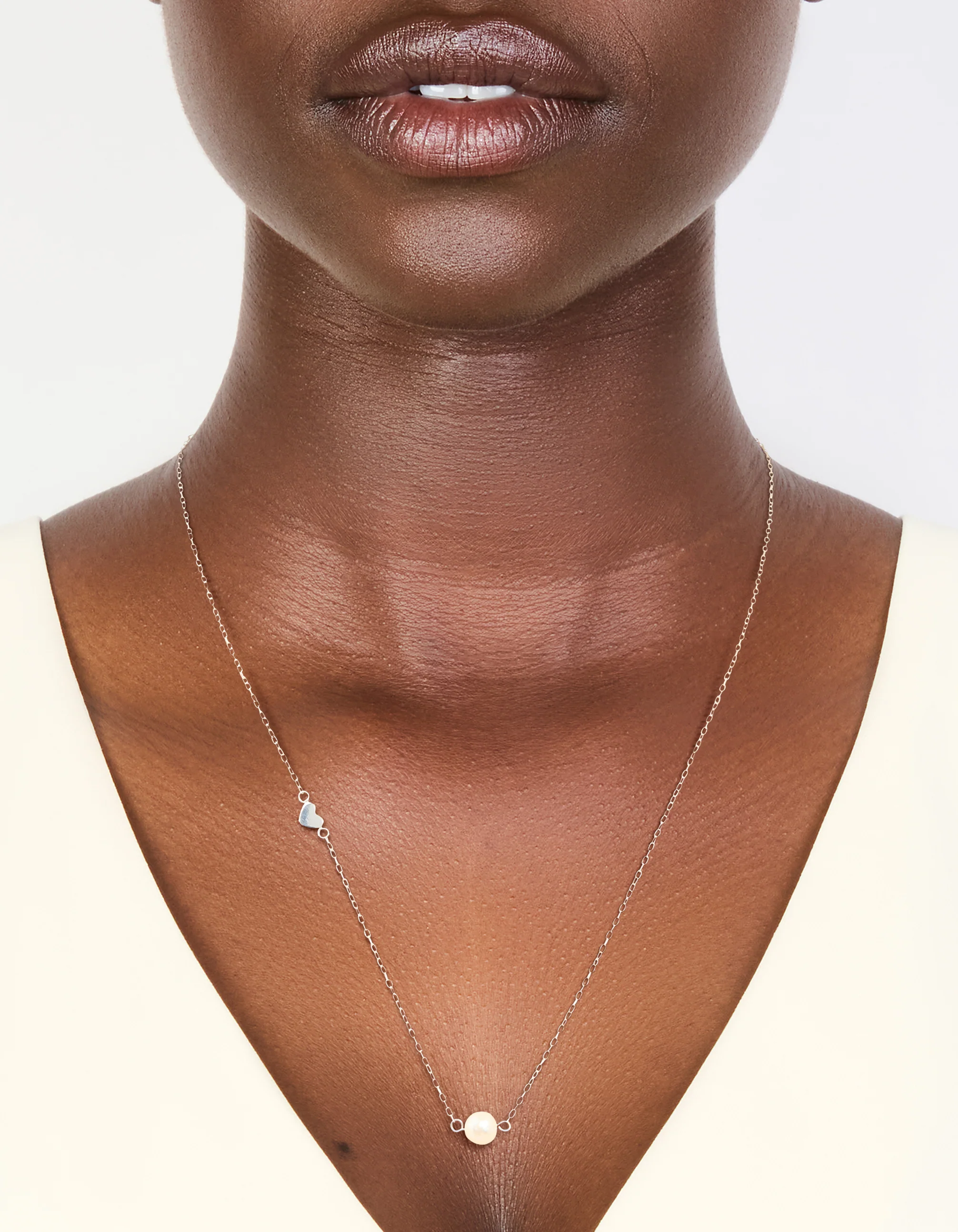 Sterling Silver Pearl & Heart Necklace - Image 2
