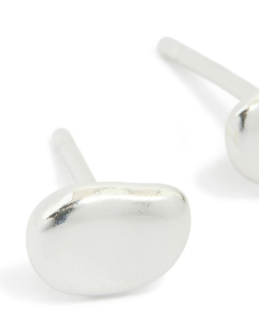 Sterling Silver Pebble Stud Earrings - Image 2