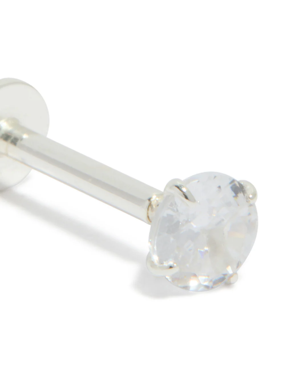 Sterling Silver Round Cubic Zirconia Single Flat Back Stud - Image 2