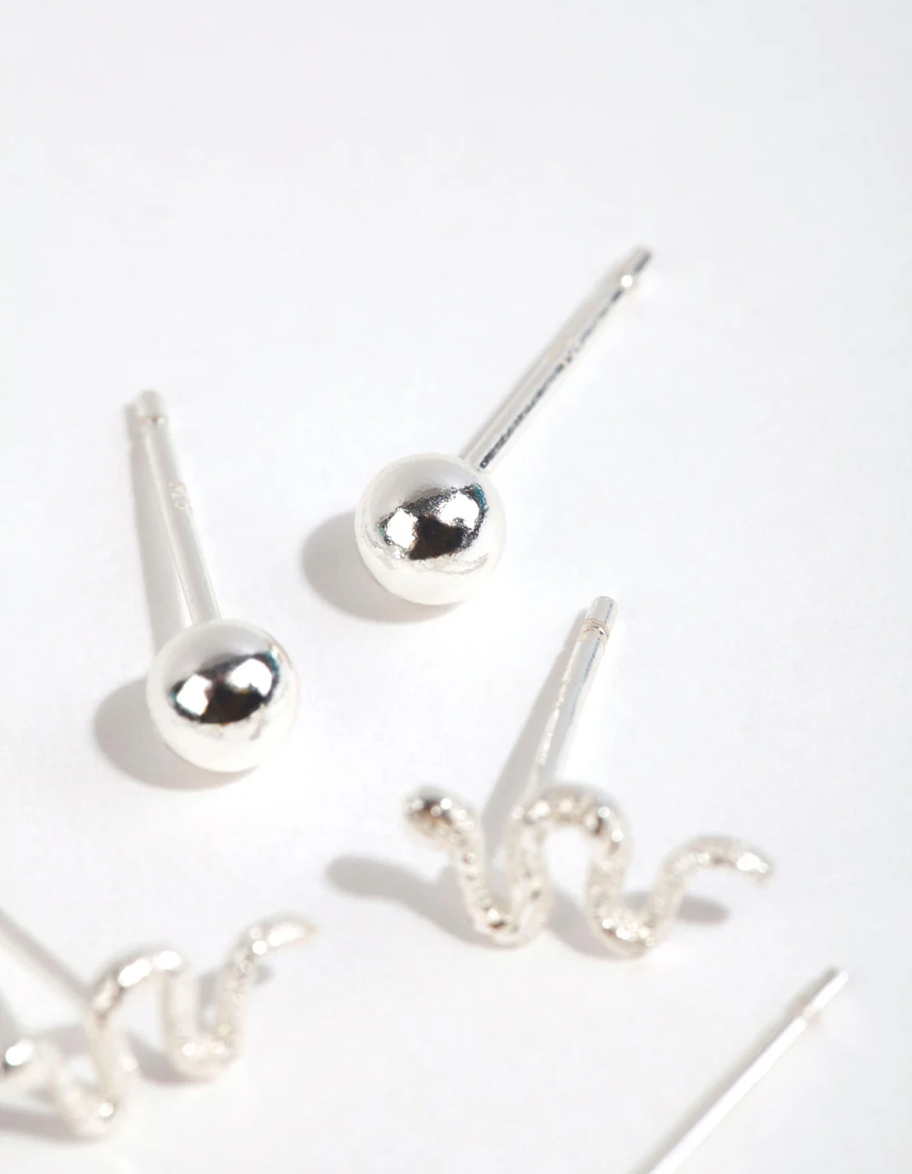 Sterling Silver Snake & Ball Stud Earring Pack - Image 2