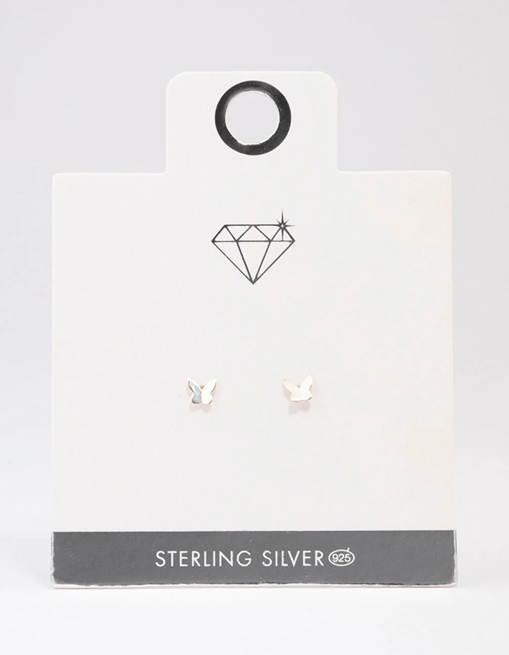 Sterling Silver Solid Butterfly Stud Earrings - Image 2