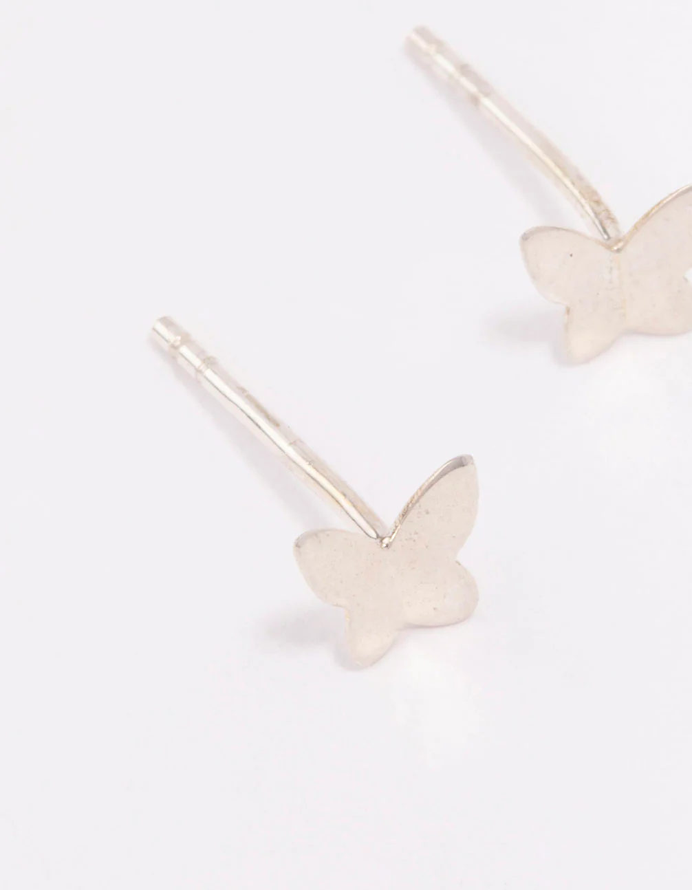 Sterling Silver Solid Butterfly Stud Earrings - Image 3
