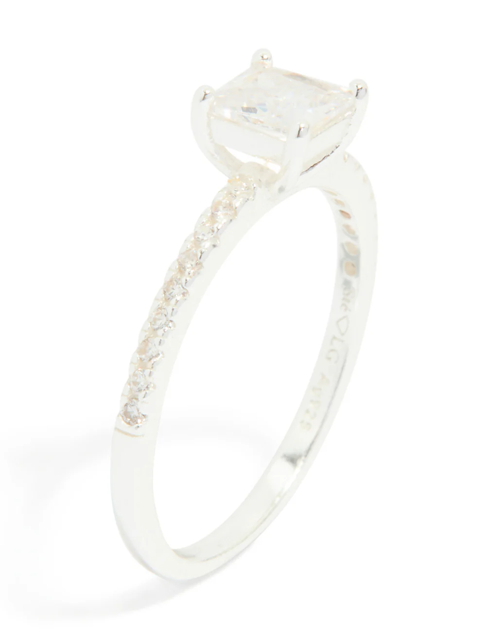 Sterling Silver Square Cubic Zirconia Pave Band Ring - Image 4