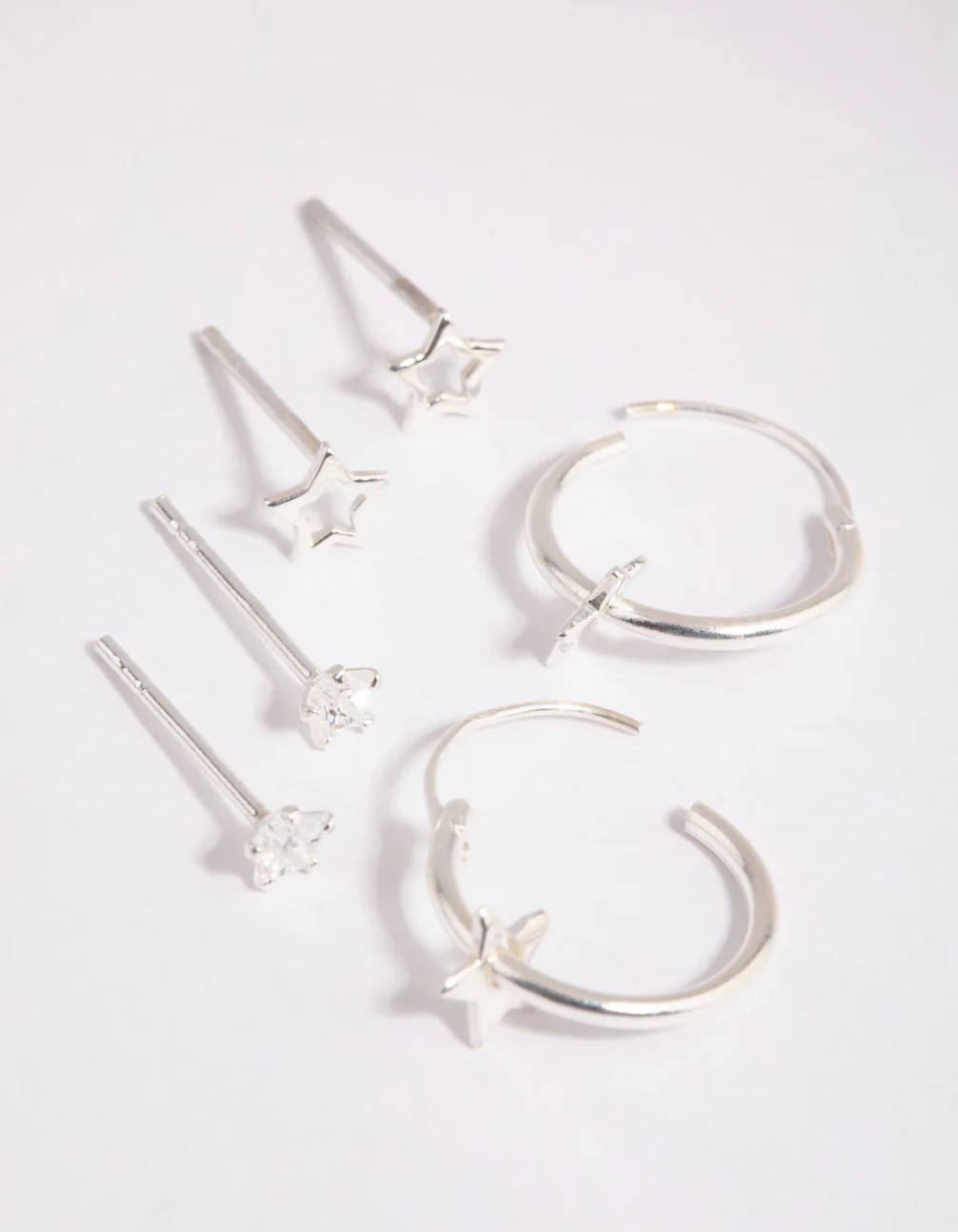 Sterling Silver Star Stud & Hoop Earring Pack - Image 2