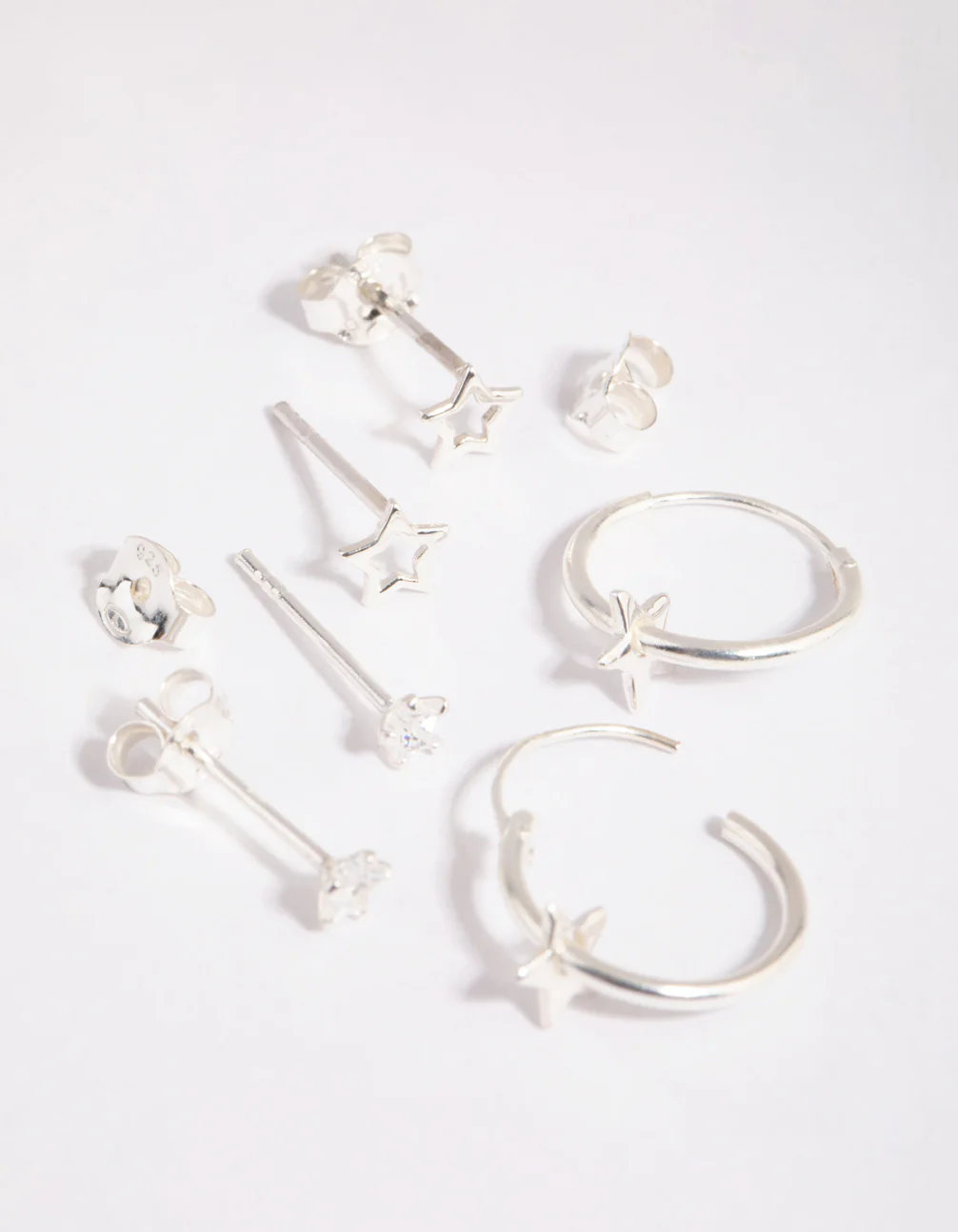 Sterling Silver Star Stud & Hoop Earring Pack - Image 3