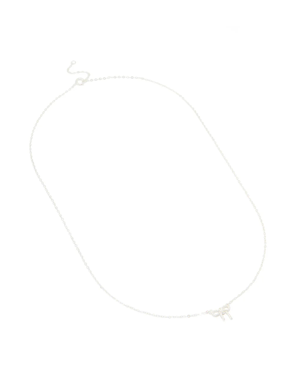 Sterling Silver Textured Bow Necklace - Image 2