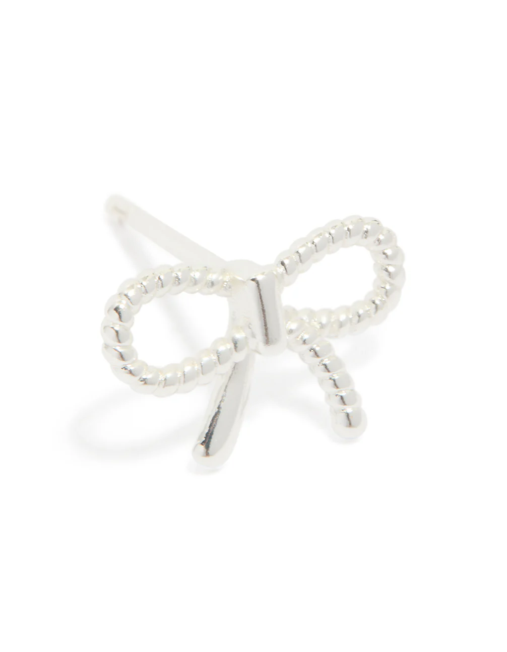 Sterling Silver Textured Bow Stud Earrings - Image 3