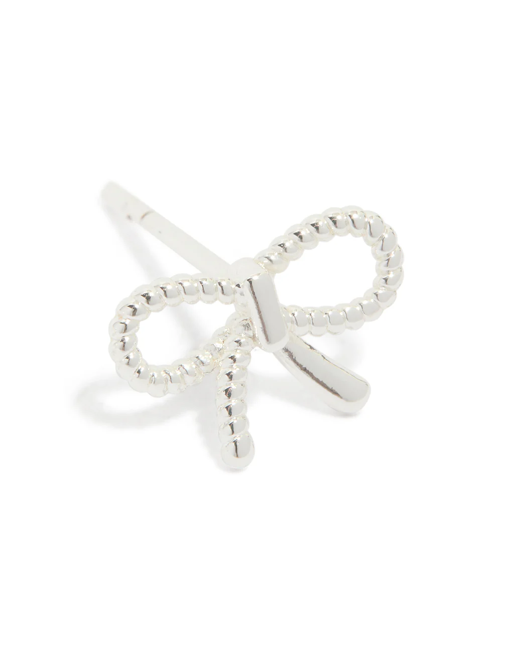 Sterling Silver Textured Bow Stud Earrings - Image 4