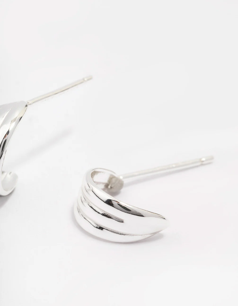 Sterling Silver Textured Hoop Earrings - Image 3