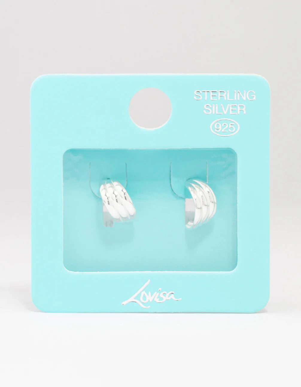 Sterling Silver Textured Hoop Earrings - Image 4