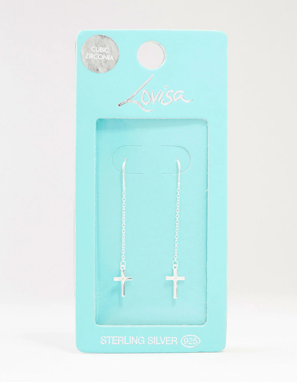 Sterling Silver Thread Through Cross Drop Earrings - Image 3