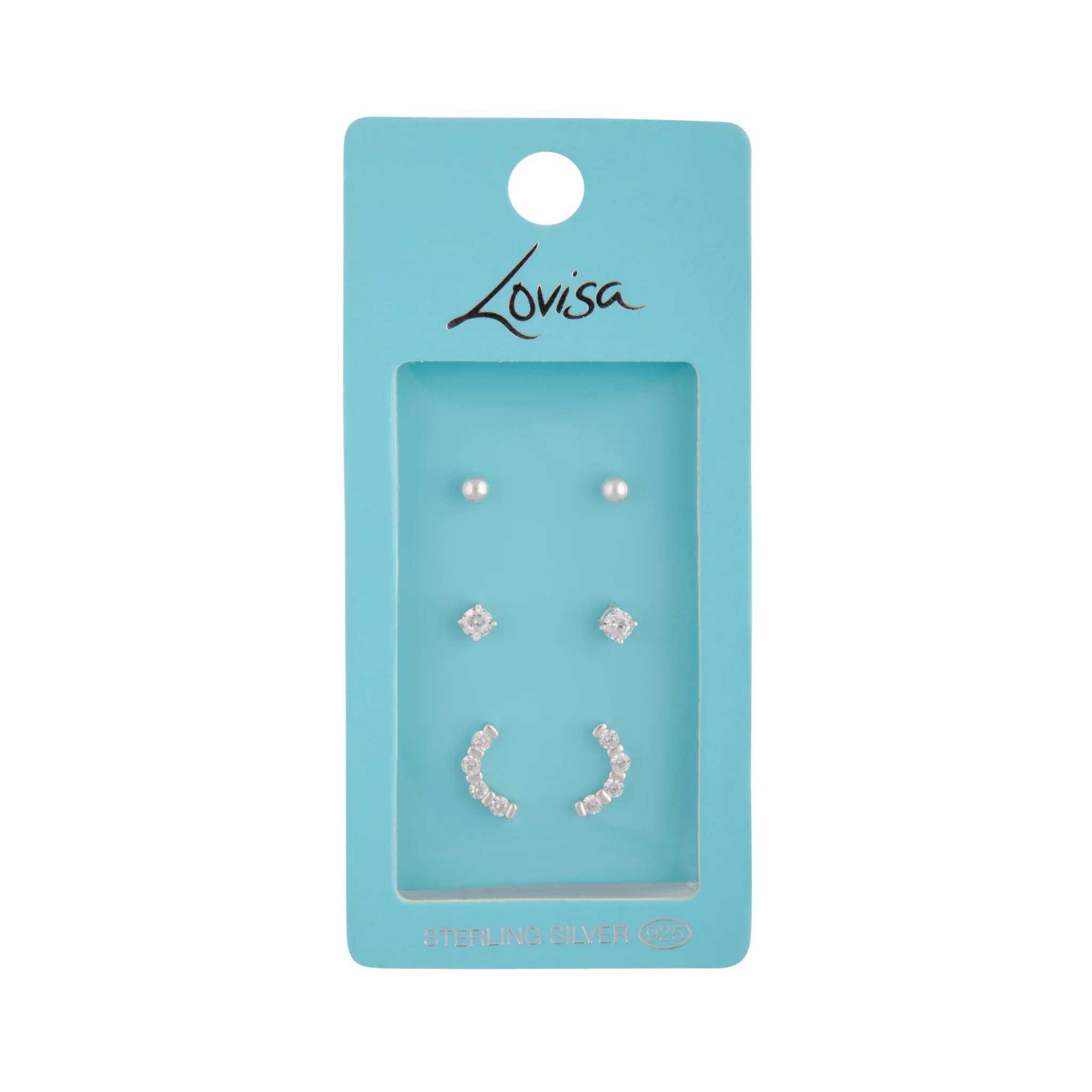 925 Sterling Silver Diamante Stud Earring Pack - Image 3