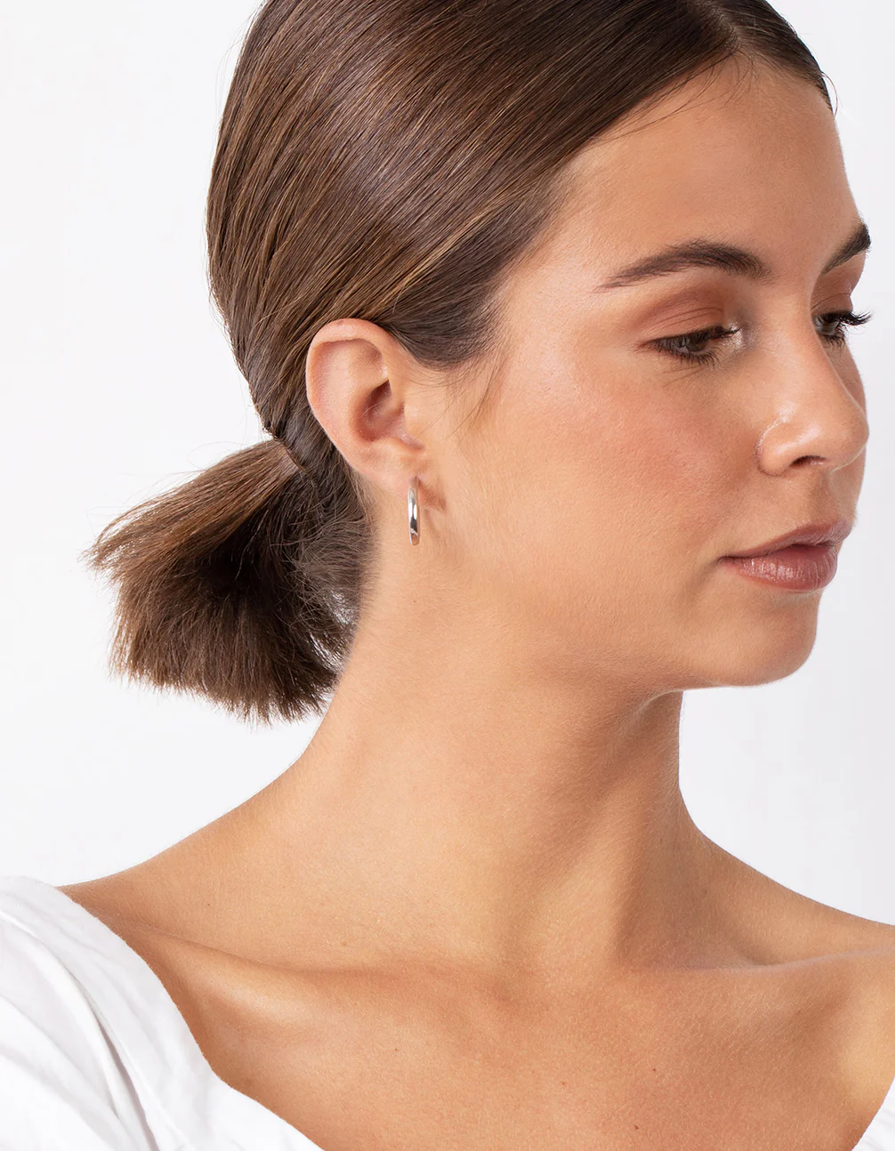 Sterling Silver Thick Open Hoop Earrings - Image 4