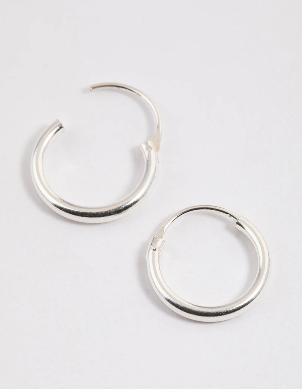 Sterling Silver Mini Polished Hoop Earrings - Image 2
