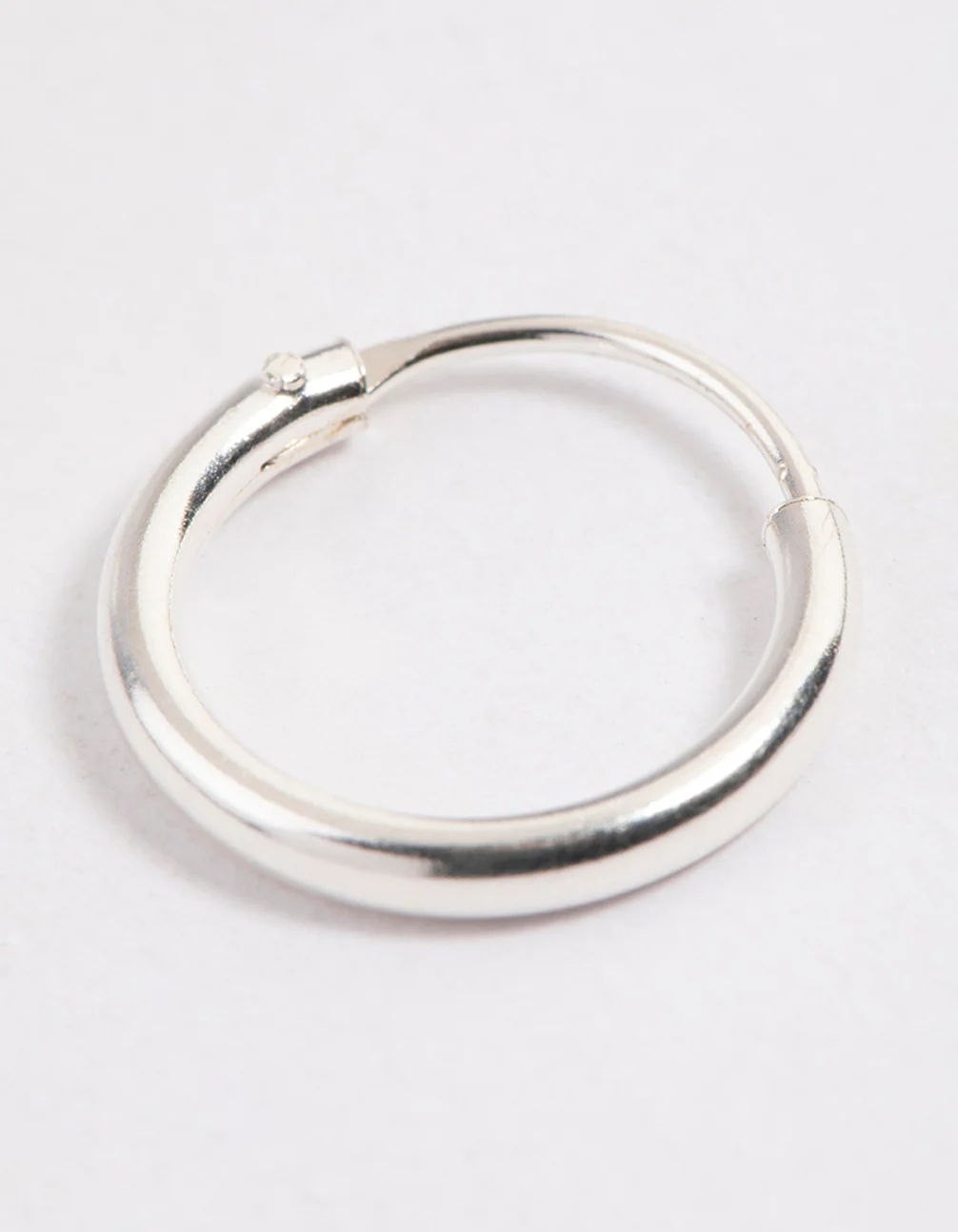Sterling Silver Mini Polished Hoop Earrings - Image 3