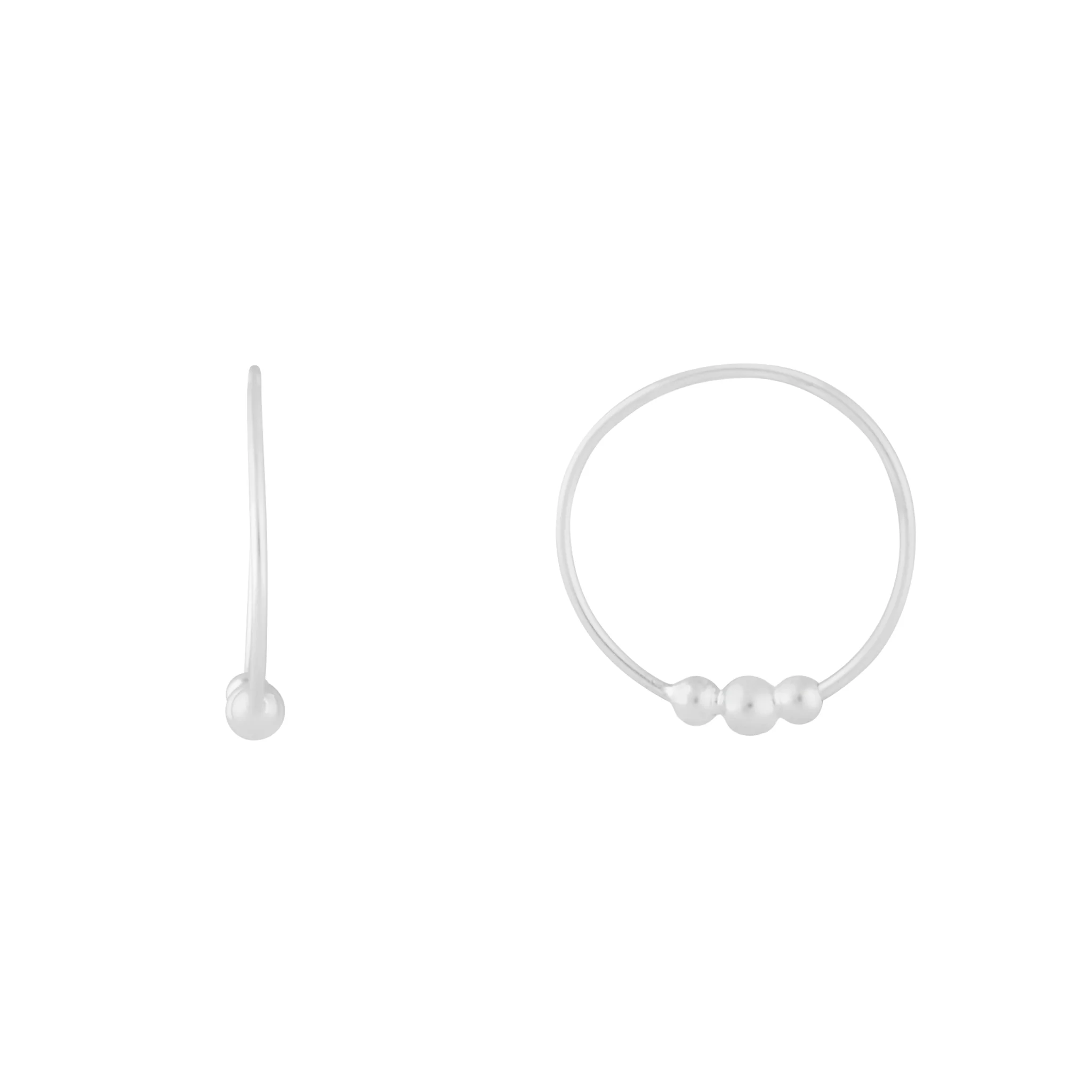 Sterling Silver Beaded Detail Hoops - Image 2