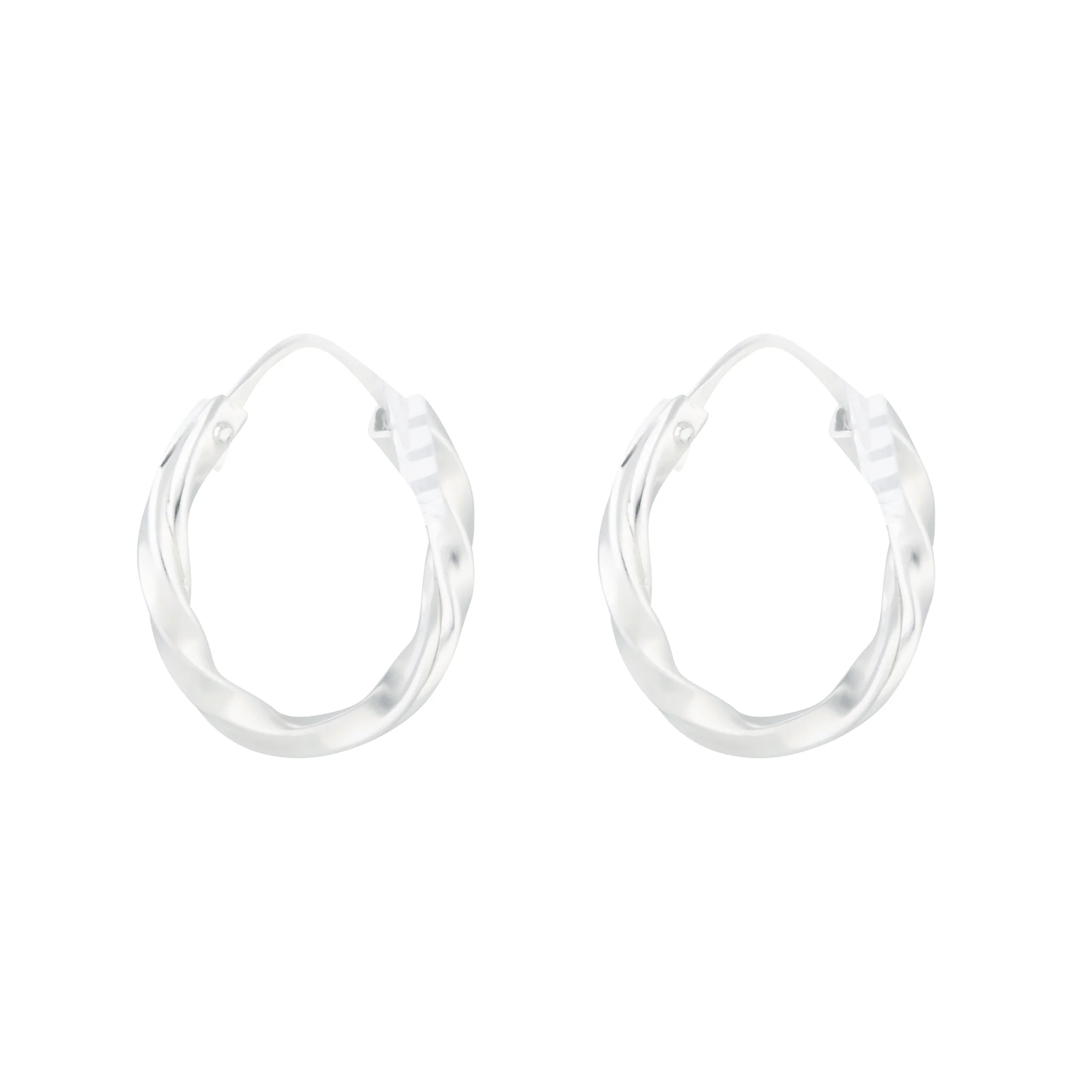 Sterling Silver Twist Hoop Earrings - Image 2
