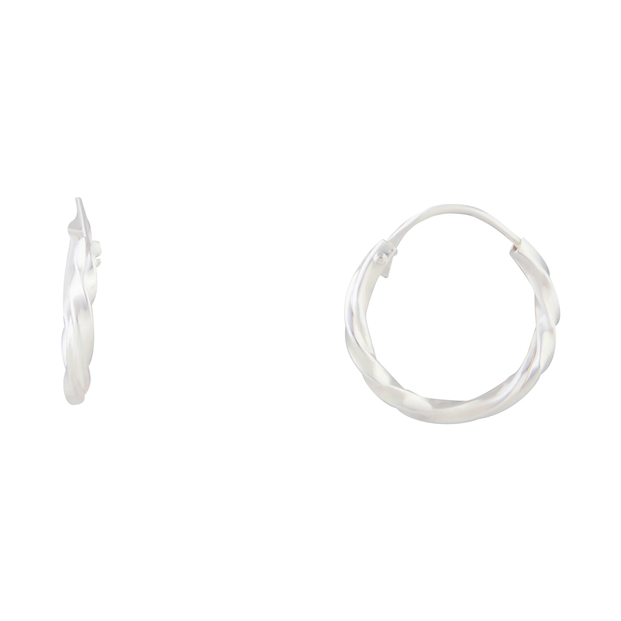 Sterling Silver Twist Hoop Earrings - Image 3