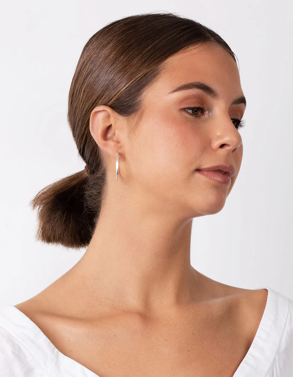 Sterling Silver 30mm Satin Hoop Earrings - Image 5
