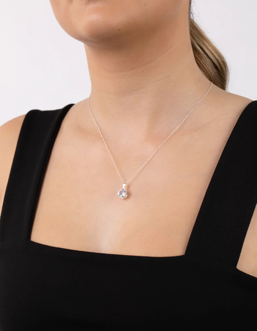 Sterling Silver 3 Carat Cubic Zirconia Solitaire Pendant Necklace - Image 2