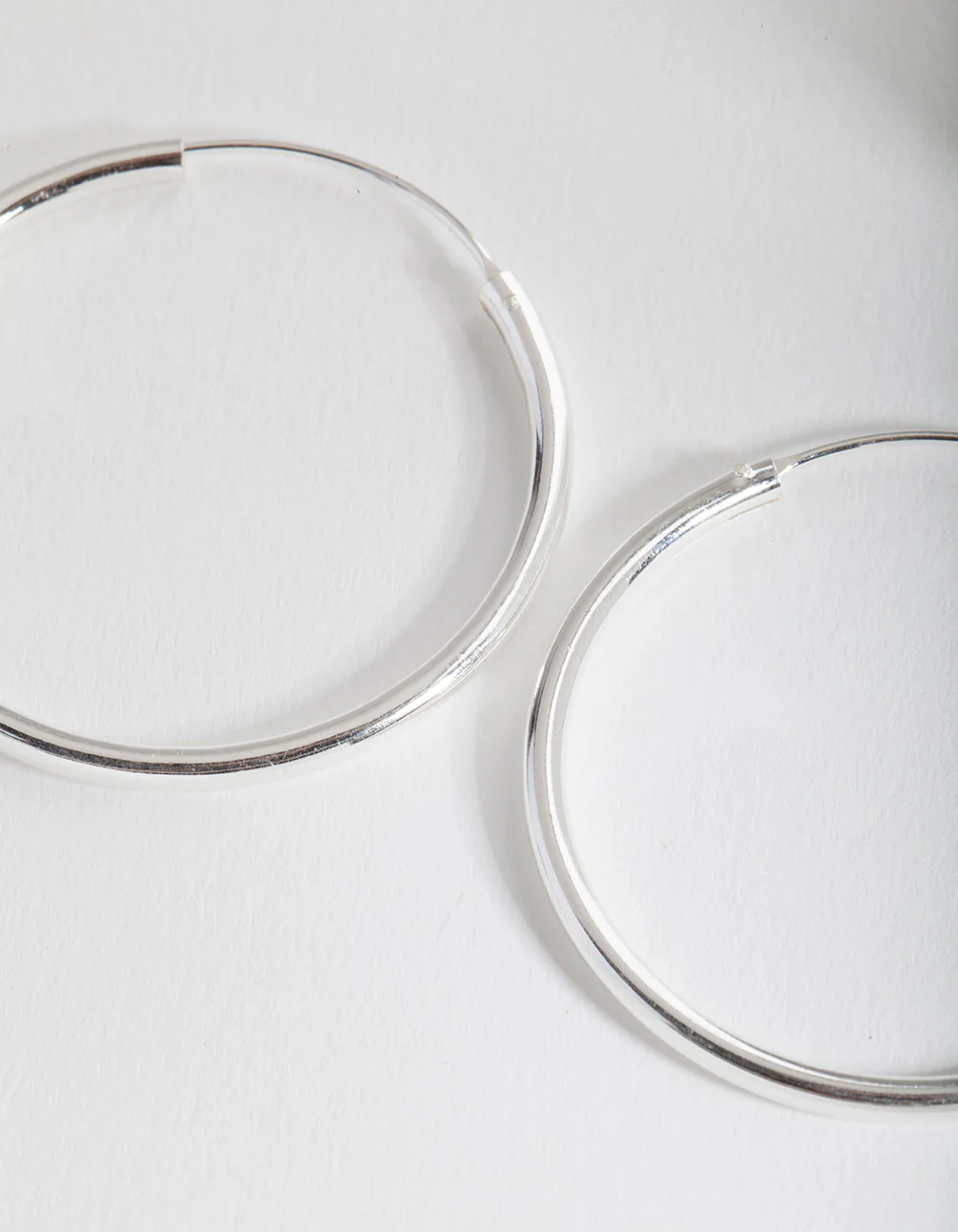 Sterling Silver Thick Hoop Earrings - Image 2