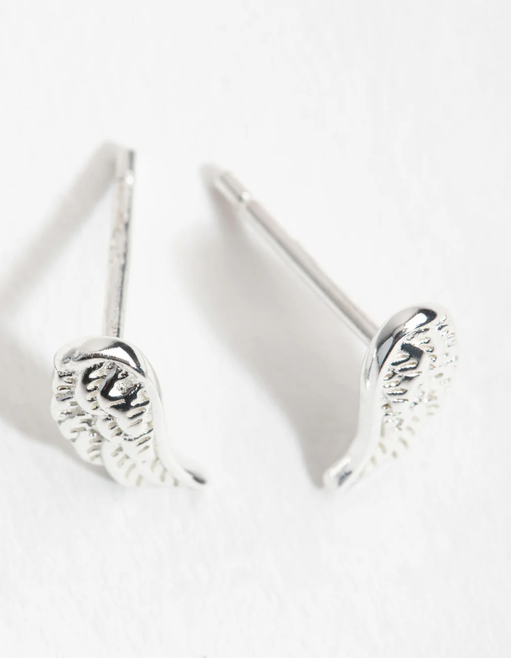 Sterling Silver Angel Wing Stud Earrings - Image 2