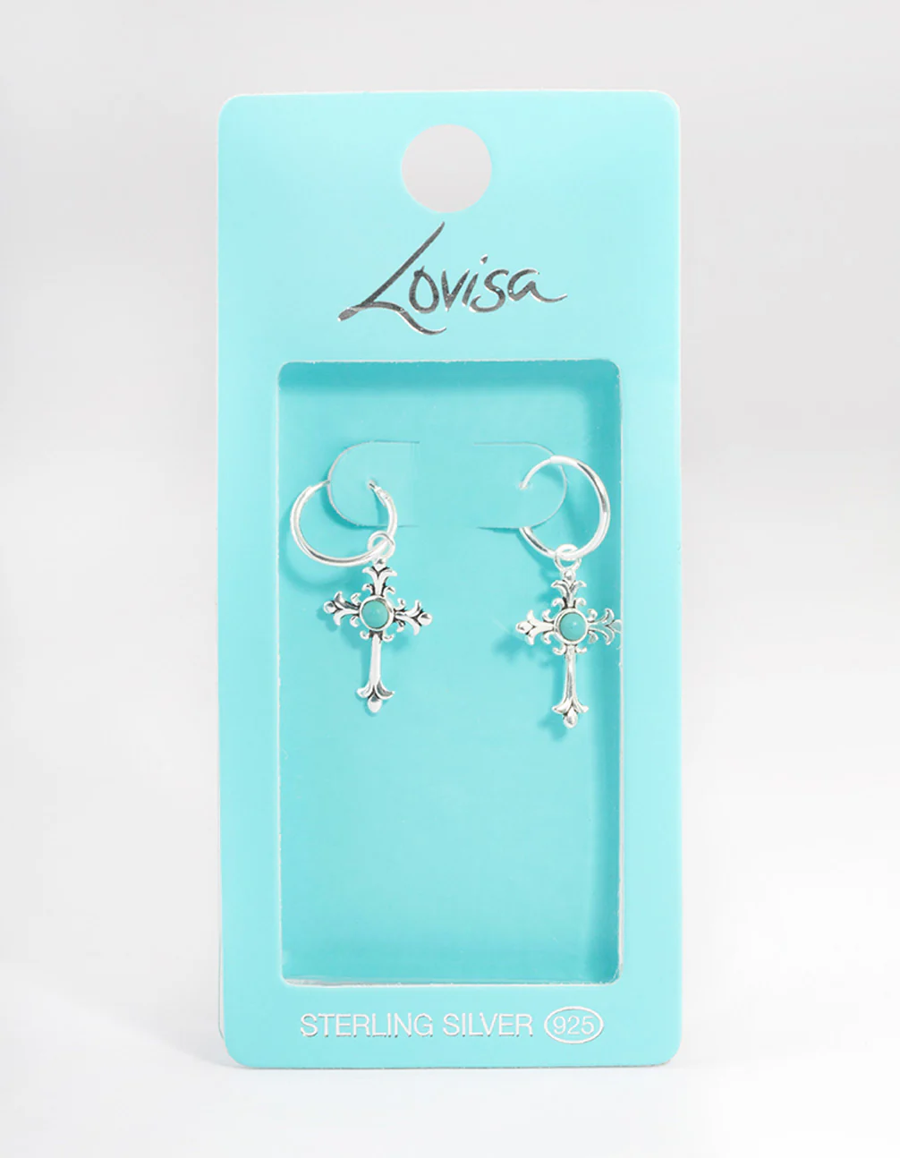 Sterling Silver Antique Cross Hoop Earrings - Image 3