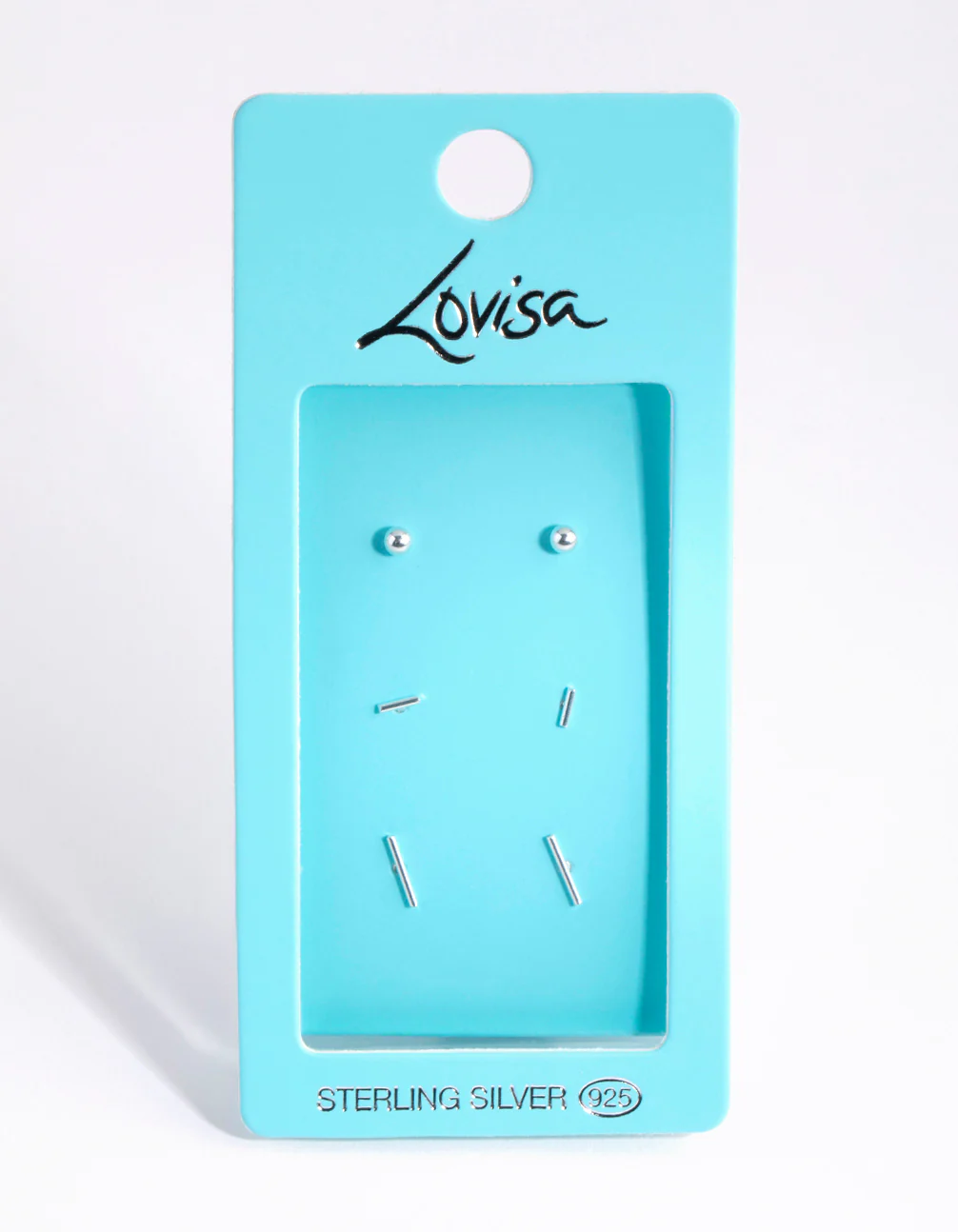Sterling Silver Bar Polished Ball Earrings Trio - Image 3