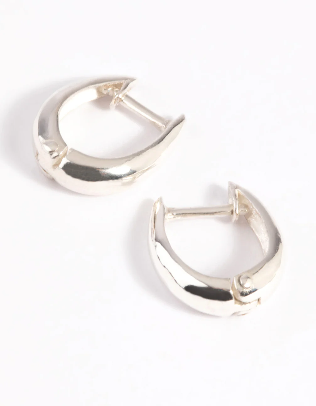 Sterling Silver Oval Hinge Huggie Hoop Earrings