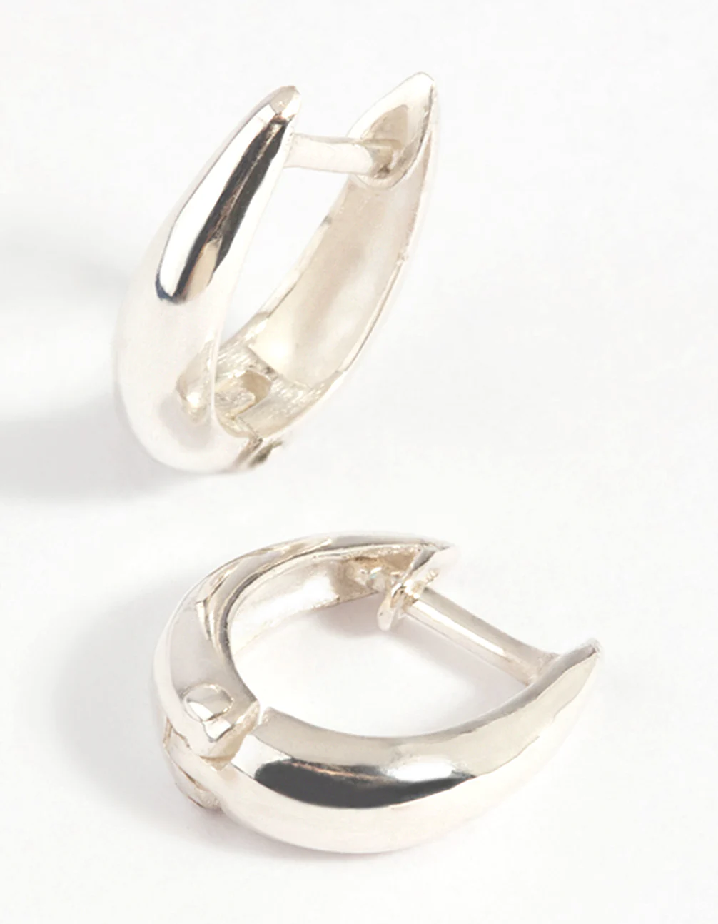 Sterling Silver Oval Hinge Huggie Hoop Earrings - Image 4