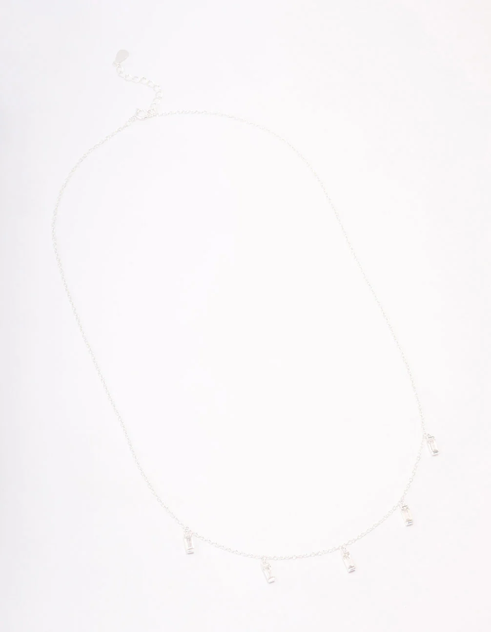 Sterling Silver Baguette Drop Pendant Necklace - Image 2