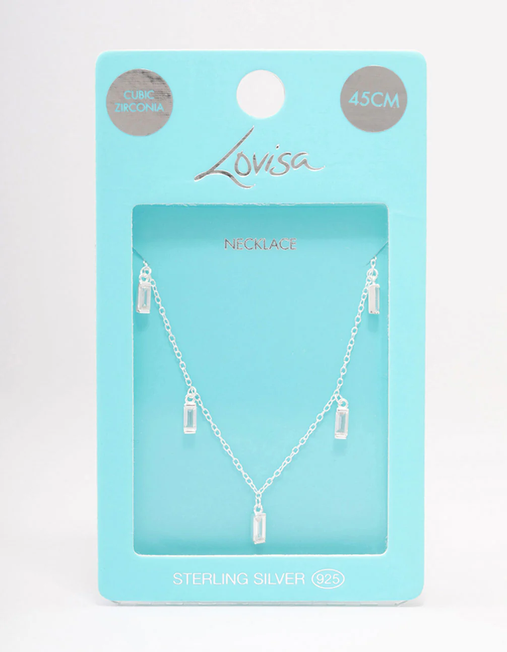 Sterling Silver Baguette Drop Pendant Necklace - Image 3