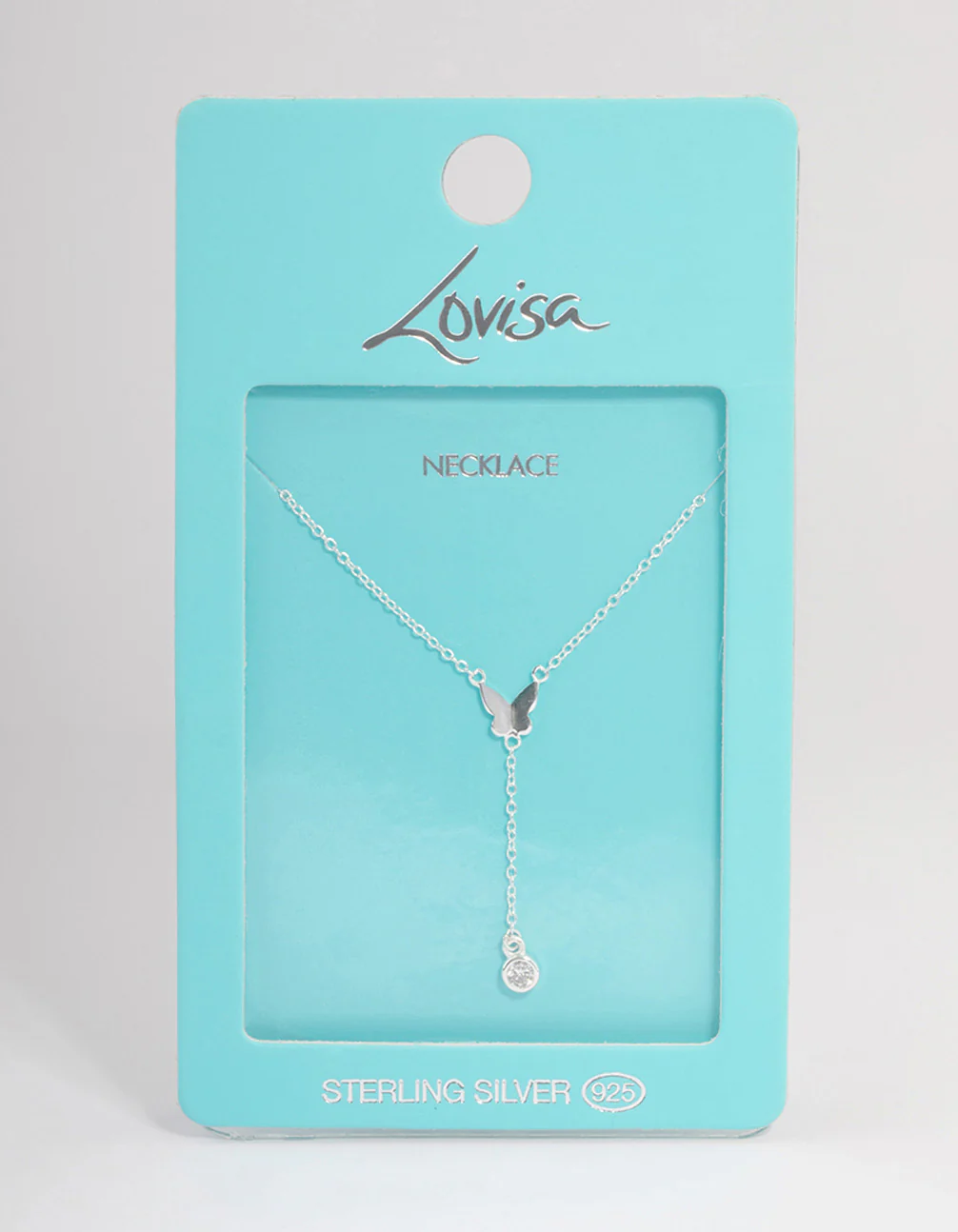 Sterling Silver Butterfly Cubic Zirconia Necklace - Image 3